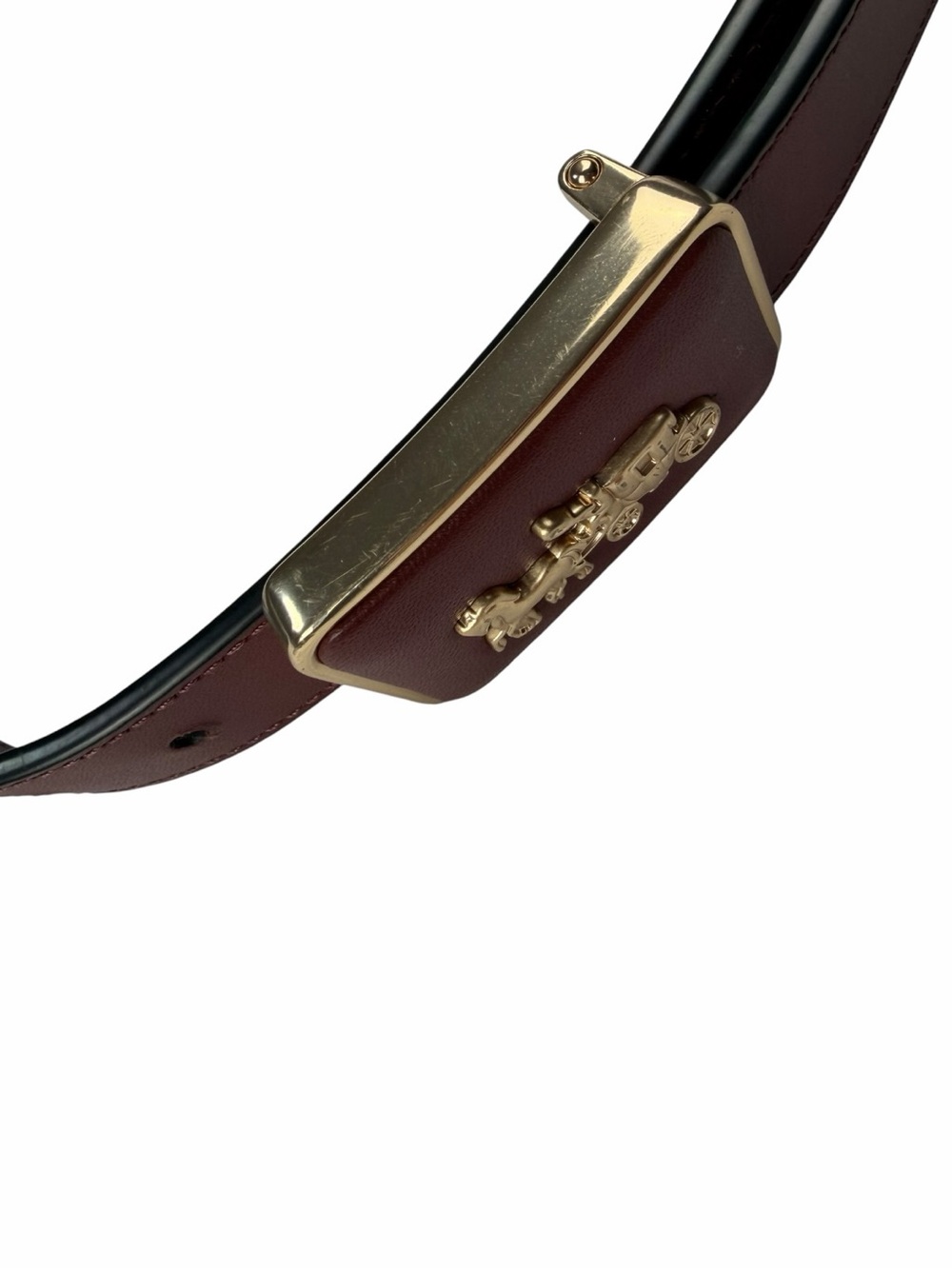 Coach Women’s Grace Plaque Buckle Belt In Wine Ox blood Size Large (25 mm) - Picture 3 of 6